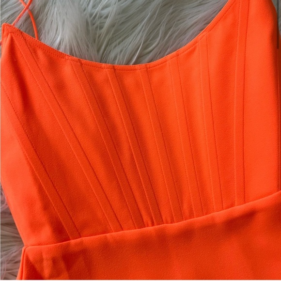 Alex Perry Caine Corset Stretch Crepe Mini Dress Orange - Picture 4 of 9